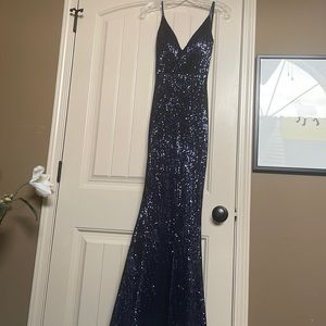 dark navy prom dress